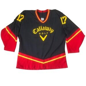 Vintage CCM Callaway Golf Hockey Jersey Mens Large Black Red Yellow Air-Knit 17